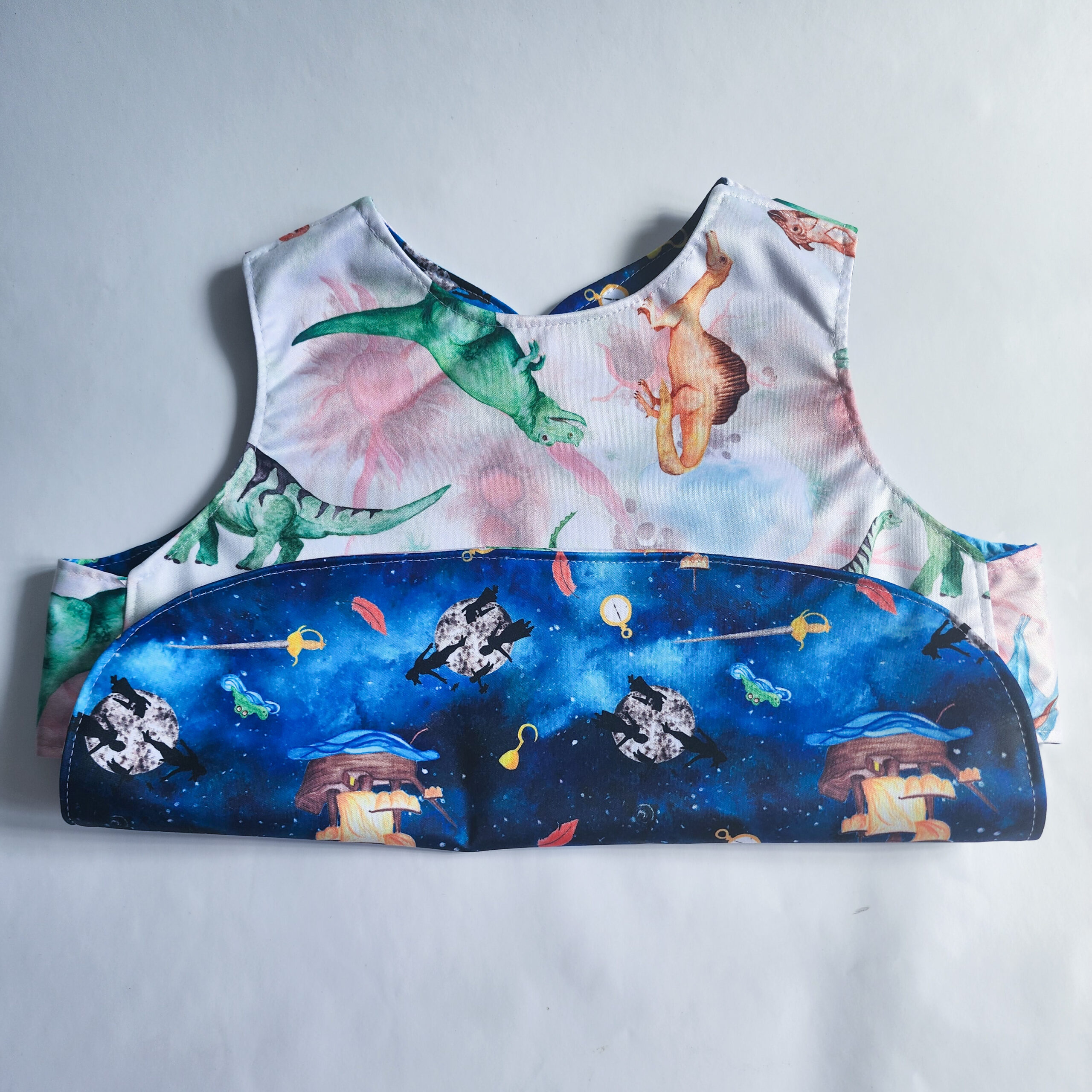 Smock Bib - Reversible - Dinosaurs & Neverland (All painted by Shanna Trees Creations) - Image 4