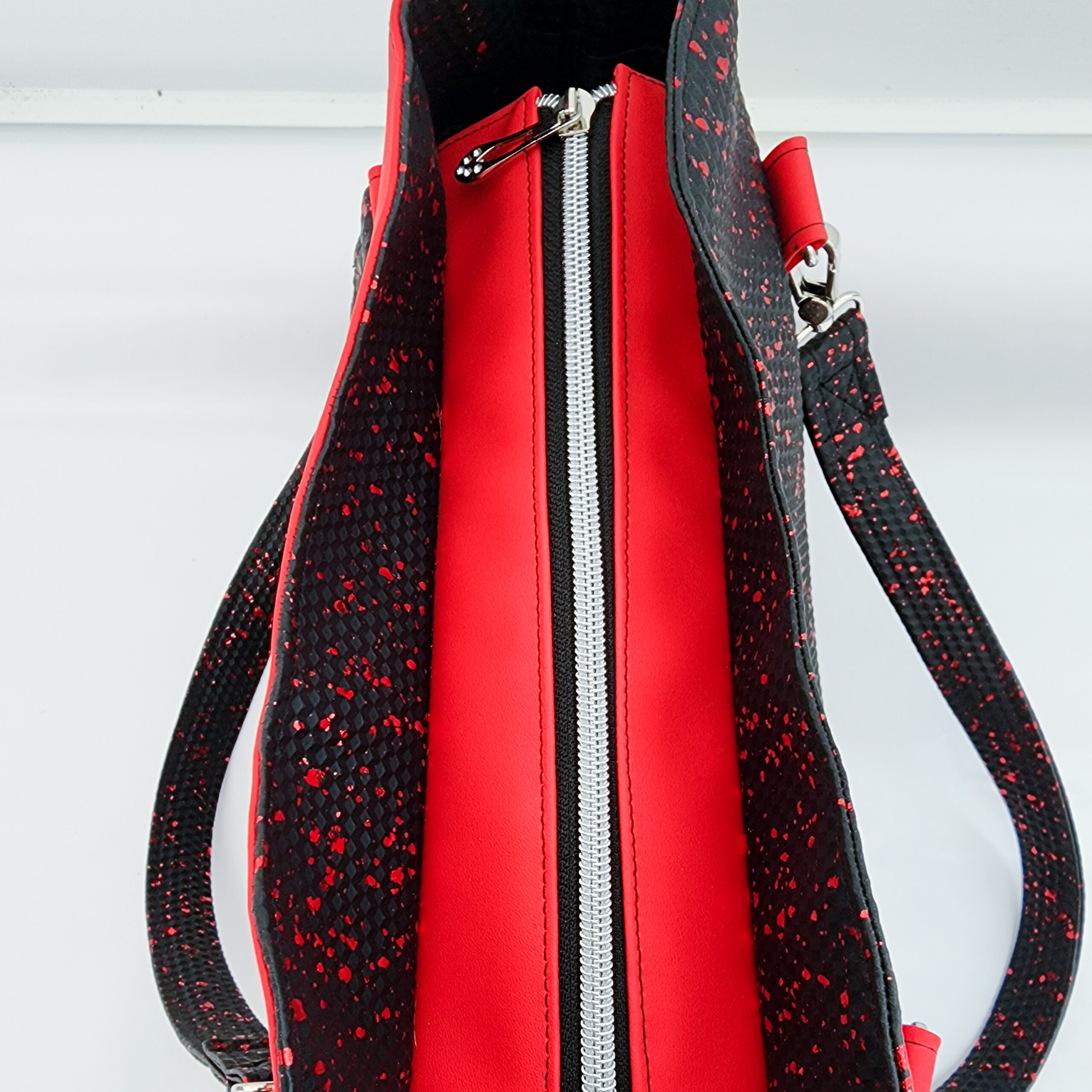 Hiraeth Handbag - Red & Textured black with red metallic speckles - Image 6
