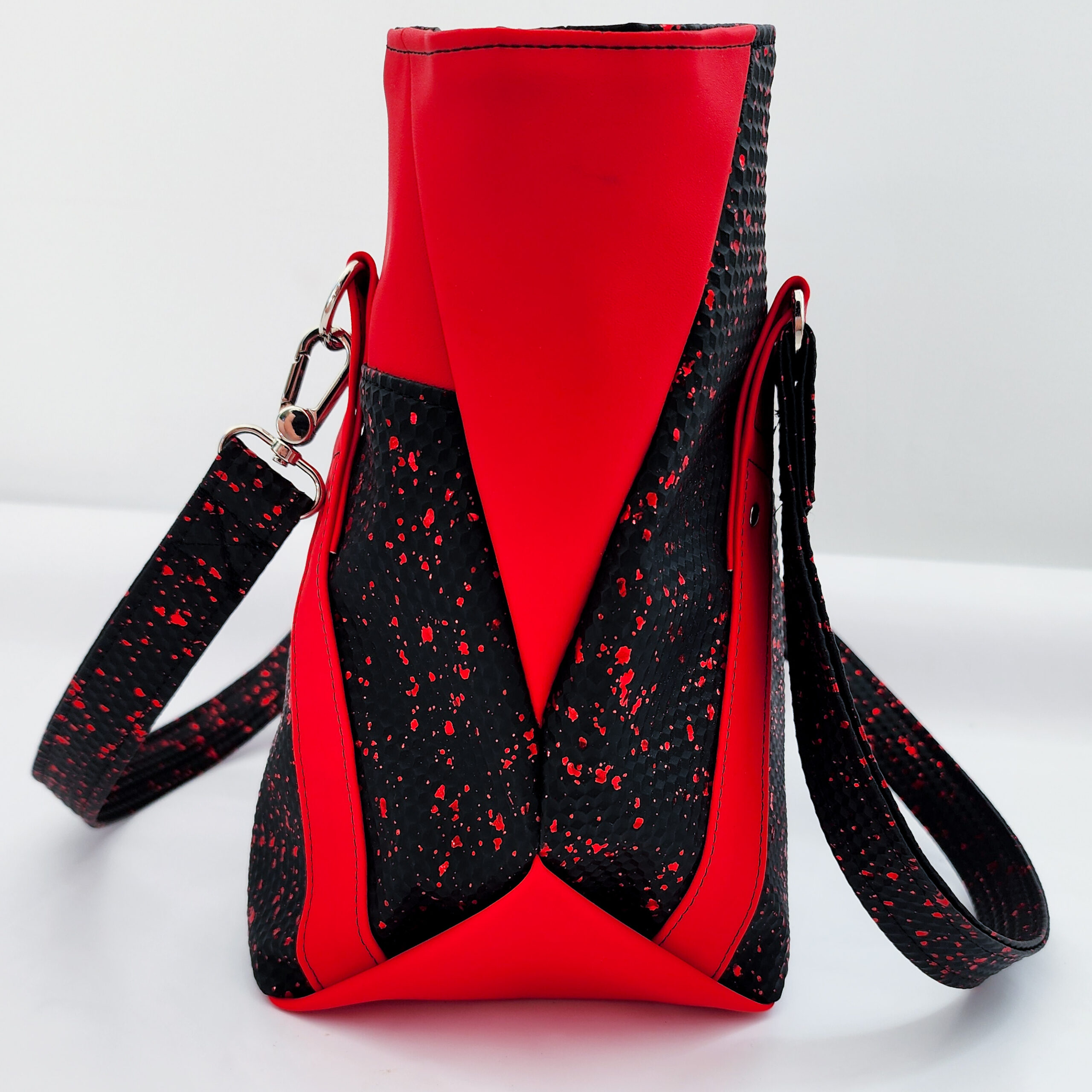 Hiraeth Handbag - Red & Textured black with red metallic speckles - Image 3