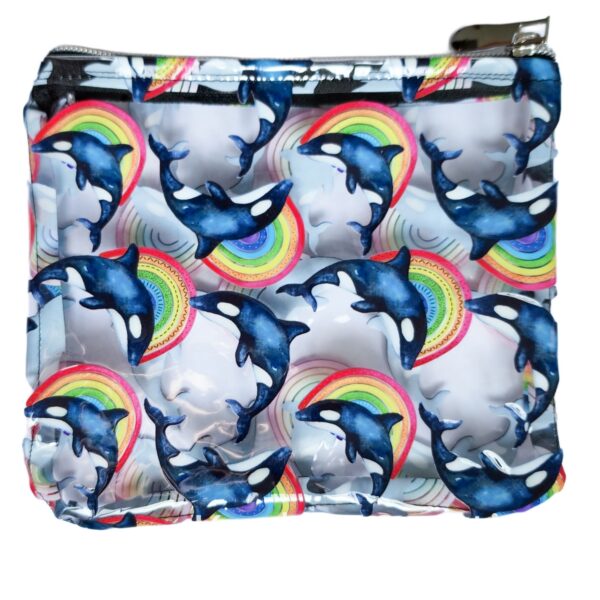 Clear Vinyl Pencil Case - Rainbow Whales