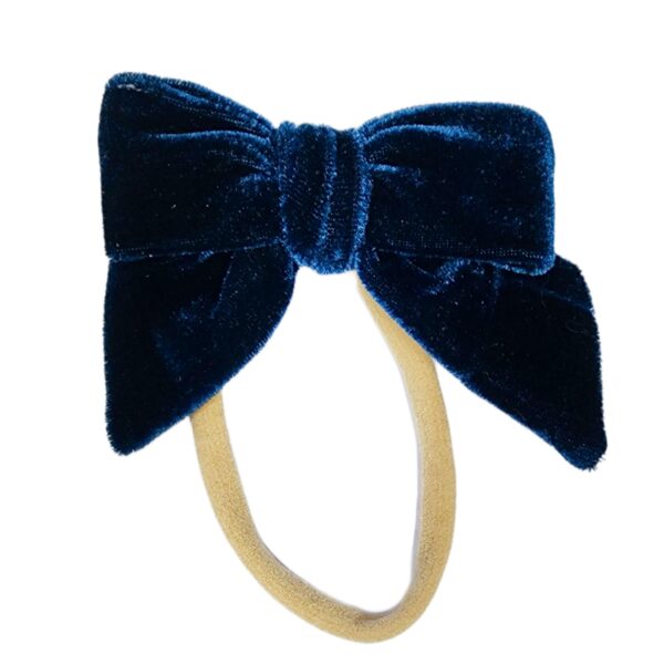 Hair Bow - Soft baby headband - Deep Navy Velvet