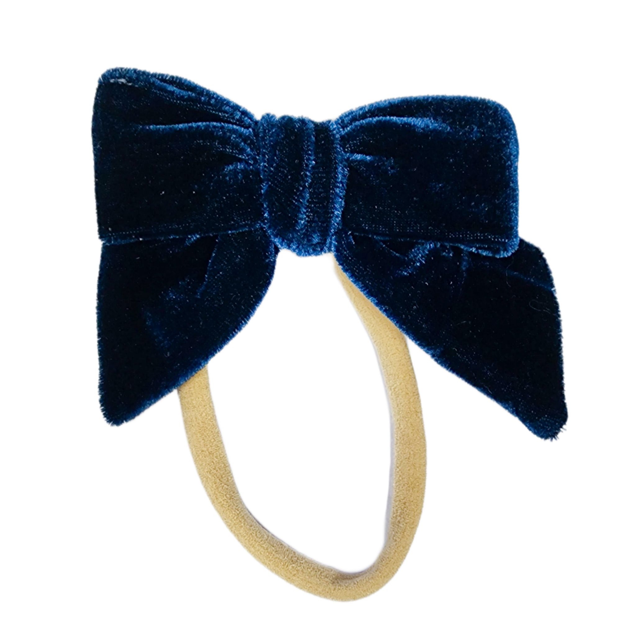 Hair Bow - Soft baby headband - Deep Navy Velvet