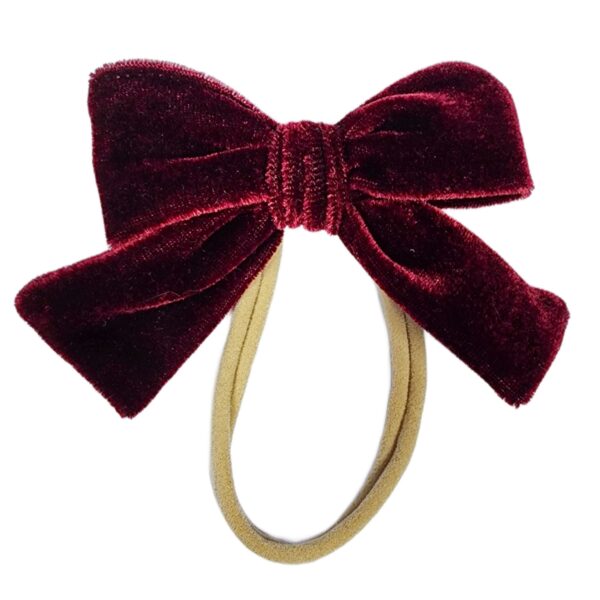 Hair Bow - Soft baby headband - Wine Red Velvet