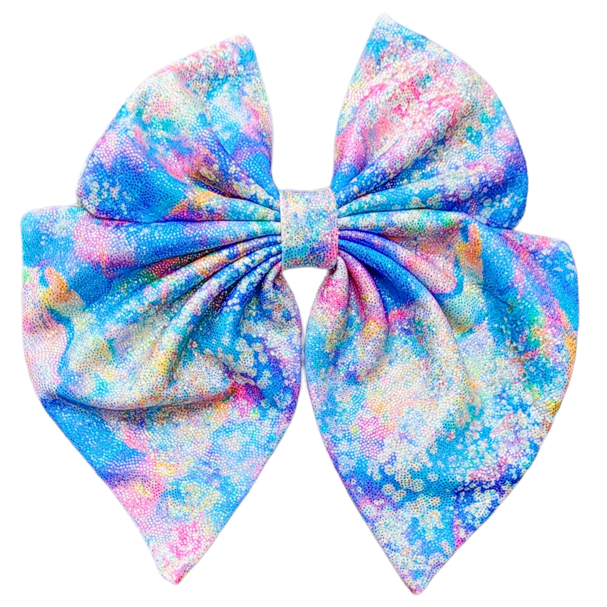 Hair Bow - Large - Blue Glitter dream